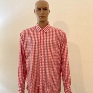 Ralph Lauren PURPLE LABLE Pink Gingham Stretch Poplin L/L Mens Dress Shirt